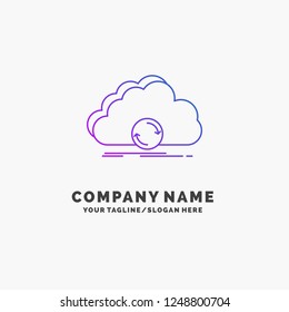 cloud, syncing, sync, data, synchronization Purple Business Logo Template. Place for Tagline