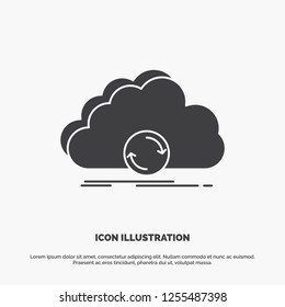 cloud, syncing, sync, data, synchronization Icon. glyph vector gray symbol for UI and UX, website or mobile application