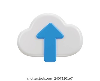 Cloud system with up arrow upload icon 3d rendering vector icon