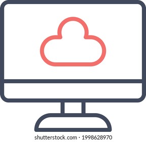 Cloud, system, computer, screen icon vector image. Can also be used for network  data sharing. Suitable for use on web apps, mobile apps and print media.