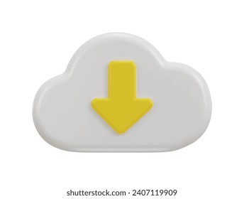 Cloud-System mit Pfeil-Download-Symbol 3d-Vektorsymbol