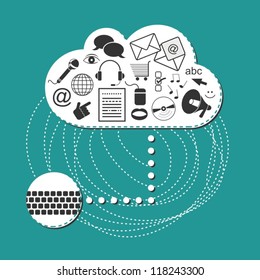cloud system social media internet computer technology illustration