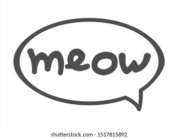 Cloud Talk, Bubble Speech. Word Meow In A Bubble. Lettering. Vector Image Isolated On A White Background.