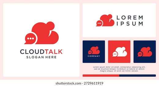 Plantilla abstracta del diseño del logotipo de la charla de la nube.