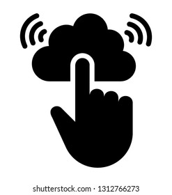 Cloud tap glyph icon vector 
