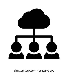 cloud team vector glyph flat icon 