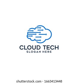 cloud tech abstract vector logo design template download 