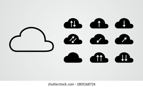 cloud tech collection. upload download data. cloud storage. data transfer. vector illustration