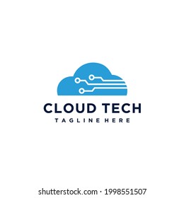 Cloud tech connect logo design vector template icon