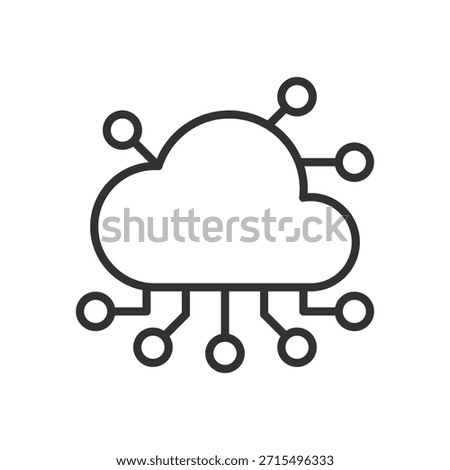 Cloud tech icon in line design. cloud technology, cloud network, online infrastructure on white background vector. Cloud tech editable stroke icon