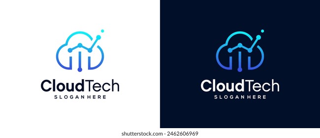 Icono de tecnología de la nube Plantilla de logotipo. Tecnología digital en la nube, Vector de diseño