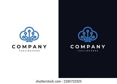 Cloud-Tech-Logo mit Schaltkreiszeichen
