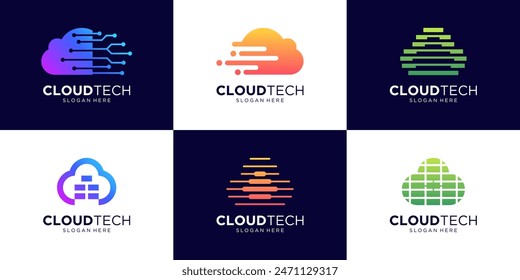 Cloud tech logo design collection. Future icon logo vector illustration.