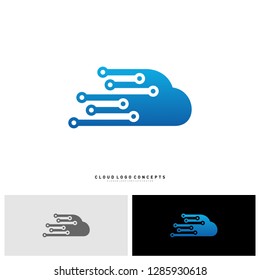 Cloud Tech Logo Design Concept Vector. Tech Cloud Logo Template Vector