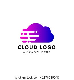 Cloud Tech Logo Design. Speed Cloud Logo Design