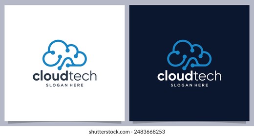 Cloud tech logo design template. Cloud digital technology logo design vector inspiration