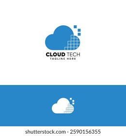 Cloud tech logo design template