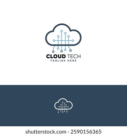 Cloud tech logo design template