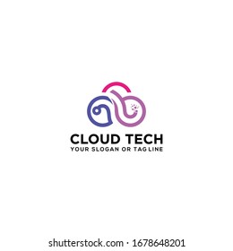 cloud tech logo design vector Template