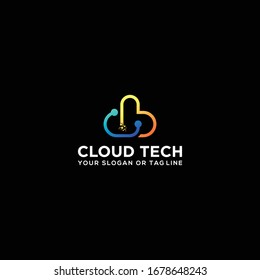 cloud tech logo design vector Template