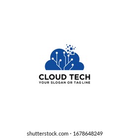 cloud tech logo design vector Template