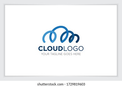 cloud tech logo and icon vector illustration design template