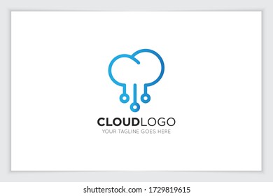 cloud tech logo and icon vector illustration design template