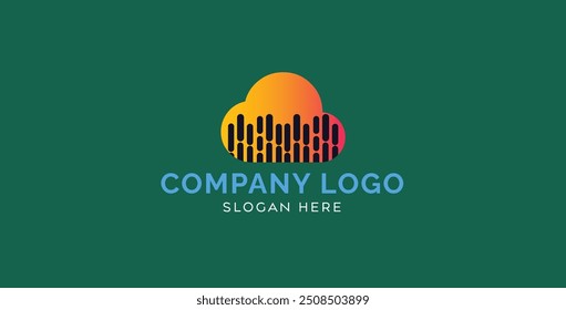 Cloud tech logo, icon wireless database server logo design. cloud and business symbol logo design vector illustration