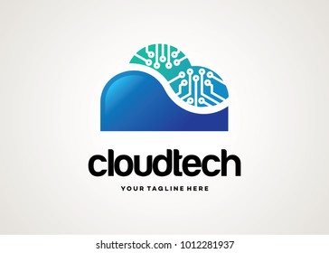 Cloud Tech Logo Template Design Vector, Emblem, Design Concept, Creative Symbol, Icon