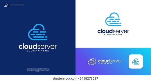 Cloud tech logo transfer database server storage logo design.