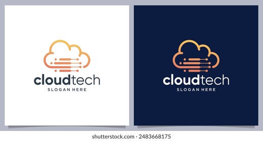 Cloud tech logo transfer database server storage logo design inspiration