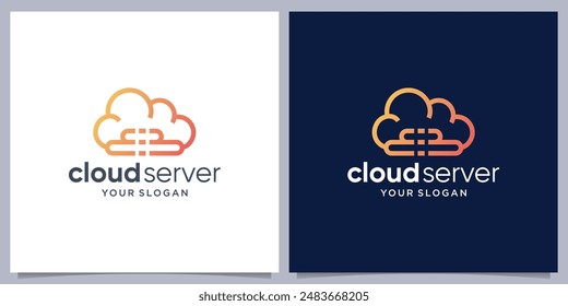 Cloud tech logo transfer database server storage logo design inspiration