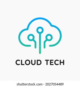 Cloud Tech Logo Vector Template. Modern Cloud Computing Technology logo icon.