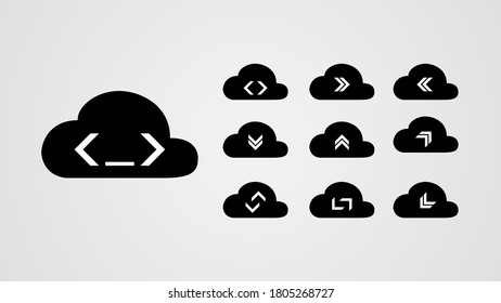 cloud tech programming. cloud tech collection. upload download data. cloud storage. data transfer. vector illustration