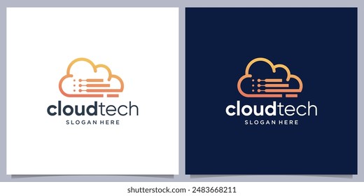 Cloud tech server database storage logo design inspiration.