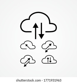 cloud tech vector illustration. download and upload data. share information via cloud storage