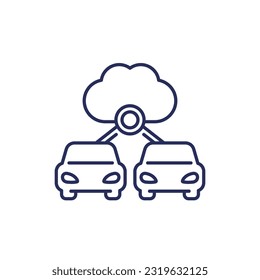 icono de línea de tecnologías en la nube para coches