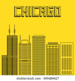 Cloud technologies and services in Chucago. Hackathon, workshop, seminar, lecture in Chicago. Chicago city for presentations, posters, banners. Vector line banner for Chicago city. Line Chicago city