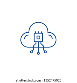 Cloud technologies system line icon concept. Cloud technologies system flat  vector symbol, sign, outline illustration.