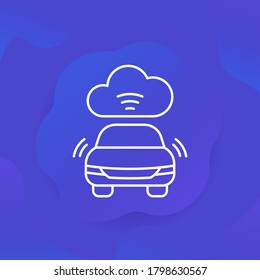 cloud technologies for transport line vector icon