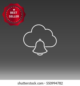 Cloud Technology Alarm Bell Vector Icon Illustration