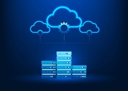 Cloud Technology Background, Cloud-connected servers, representing efficient data storage and collaboration in the digital age.