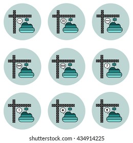 Cloud technology and business innovation vector icon set 