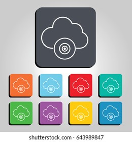 Cloud Technology CD/DVD Vector Icon Illustration