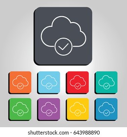 Cloud Technology Check Mark OK Vector Icon Illustration