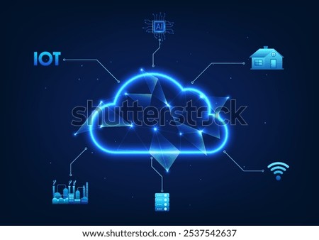 Cloud technology with circuits that connect to the Internet to access the IoT system, server, AI, industrial technology applications
