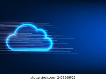 Cloud technology Clouds with light all around and lines passing through them Shows the system for collecting data via the internet network. It is a place to store information with a security system.