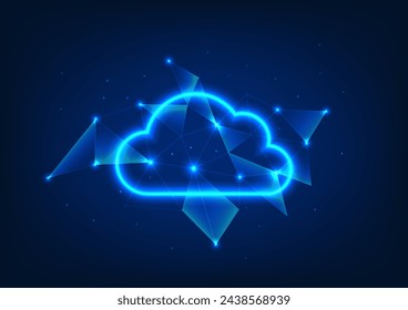 Cloud technology Clouds with light all around and connected lines. Depicts the worldwide data collection system via the Internet network. It is a secure data storage system.