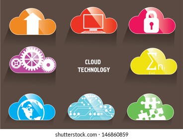 Cloud technology color icons