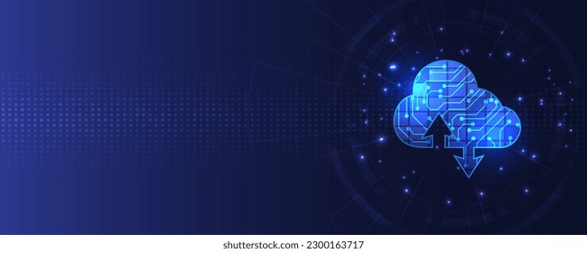 Cloud technology. Cloud computing. Big data center. Cloud computing storage technology background. Cloud technology digital data services innovation concept.